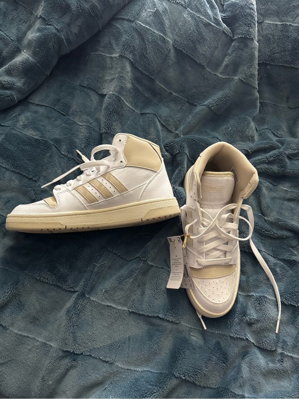 adidas White and Cream High-Top Sneakers for Women
